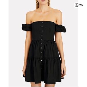 STAUD Beige Elio Off‎ The Shoulder Mini Dress